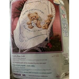 Dimensions Cuddly Bear Quilt 13065 Stamped Cross Stitch Kit Guardian Angel *Read